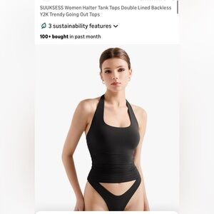 SUUKESS Women’s Halter Tank Top Double Lined Backless